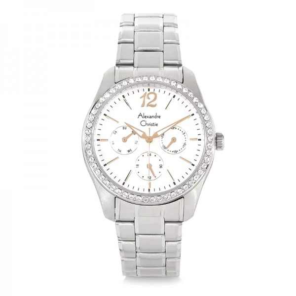 Alexandre Christie AC 2645 Silver White Rosegold Tick BFBSSSLRG